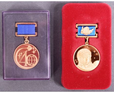Two Soviet Russian Commemorative Space exploration medals comprising one to mark the 40th Anniversary of the first launch of 