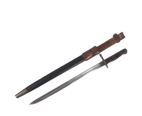 A WWI First World War British 1913 pattern&nbsp;SMLE / Lee Enfield rifle No. 3 MK1 sword bayonet. The bayonet having a hooked