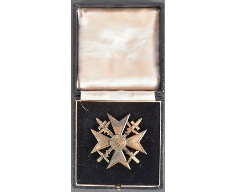 Spanish Civil War - a WWII Second World War Third Reich Nazi German Condor Legion Bravery Cross medal. Maltese cross with a c