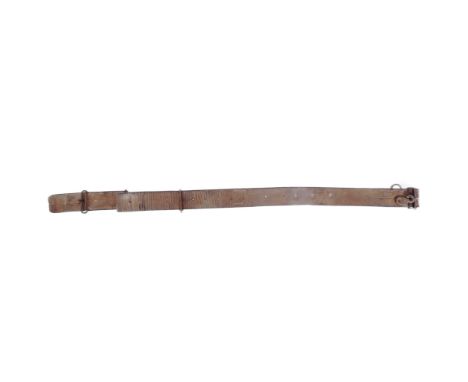 A WWI First World War Canadian Expeditionary Force oliver pattern leather belt with brass snape buckle. Measures approx 95cm.