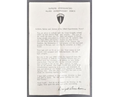 An original WWII Second World War D-Day Landings official leaflet issued to troops on the eve of Operation Overlord. Official