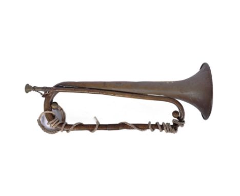 A WWI First World War French Army regimental trumpet. The front of the bell marked ' HCRS Concours Membre Du Jury ' and for P