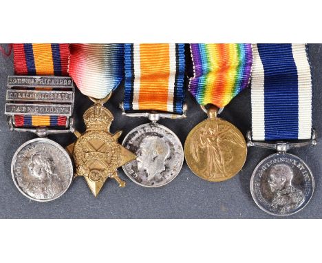 Boer War &amp; WWI Medal Group to one W. H. E. Holder of the Royal Navy. Comprising: South Africa Medal with clasps South Afr