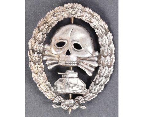 Spanish Civil War - a WWII Second World War German Condor Legion Tank Battle badge. The hollow back badge with oval wreath of