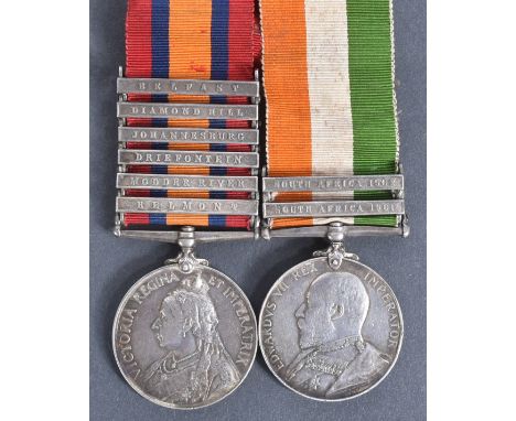 Boer War - a South Africa Campaign medal pair awarded to one 1742 Private T. Lowe of the Coldstream Guards. Comprising QV Sou