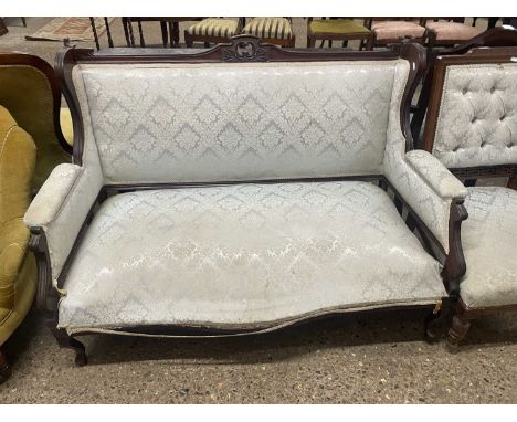 Late 19th Century small hardwood framed sofa, for re-upholstery, 130cm high