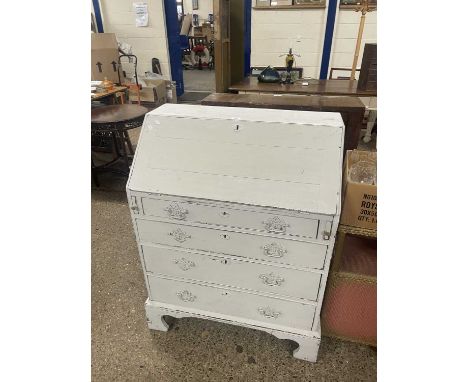 Painted four drawer bureau on bracket feet, 78cm wide