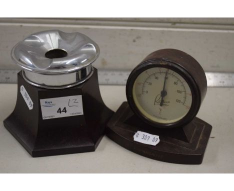 A small bakelite cased thermometer together with a bakelite cased ashtray