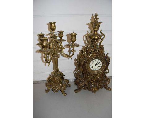 20th Century cast brass ornate mantel clock