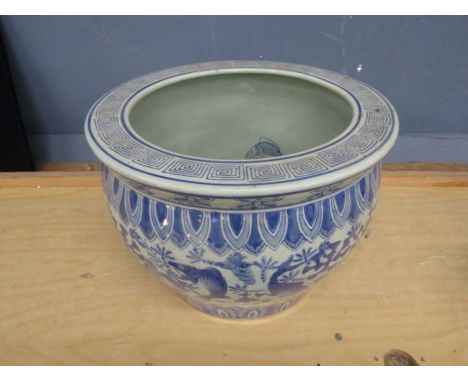Japanese ceramic fish bowl planter 23cmH 31cm dia
