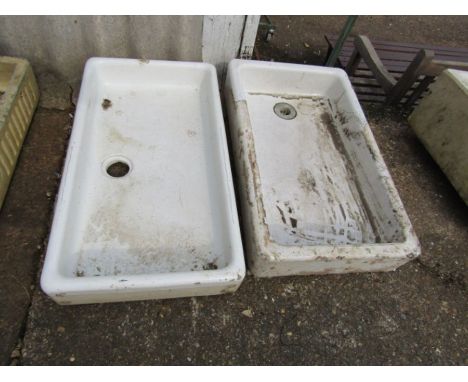 2 Ceramic sinks. Largest H16cm W52cm L93cm approx&nbsp;