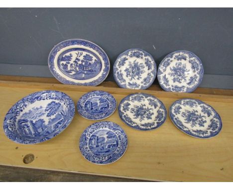 Blue and White china plates to include Wedgwood and Spode&nbsp;