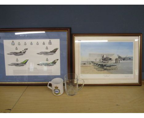 Squadron print depicting 4 Tornados of RAF Marham138 expeditionary wing 2008 60x45cm, Graham Cooke ltd edition print&nbsp; RA