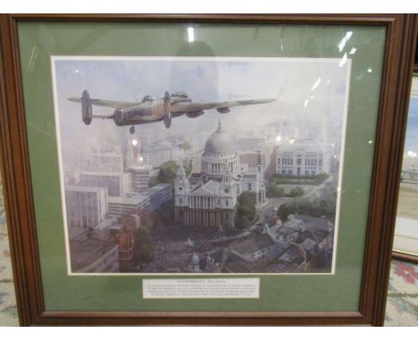 Micheal Turner unsigned open edition print 'In Remembrance' BBMF Lancaster over St. Pauls2002 60th anniversary of bomber comm