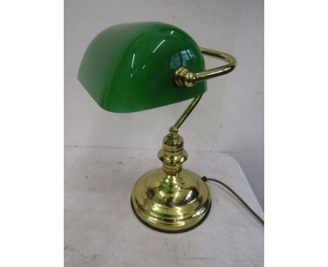 A reproduction bankers lamp