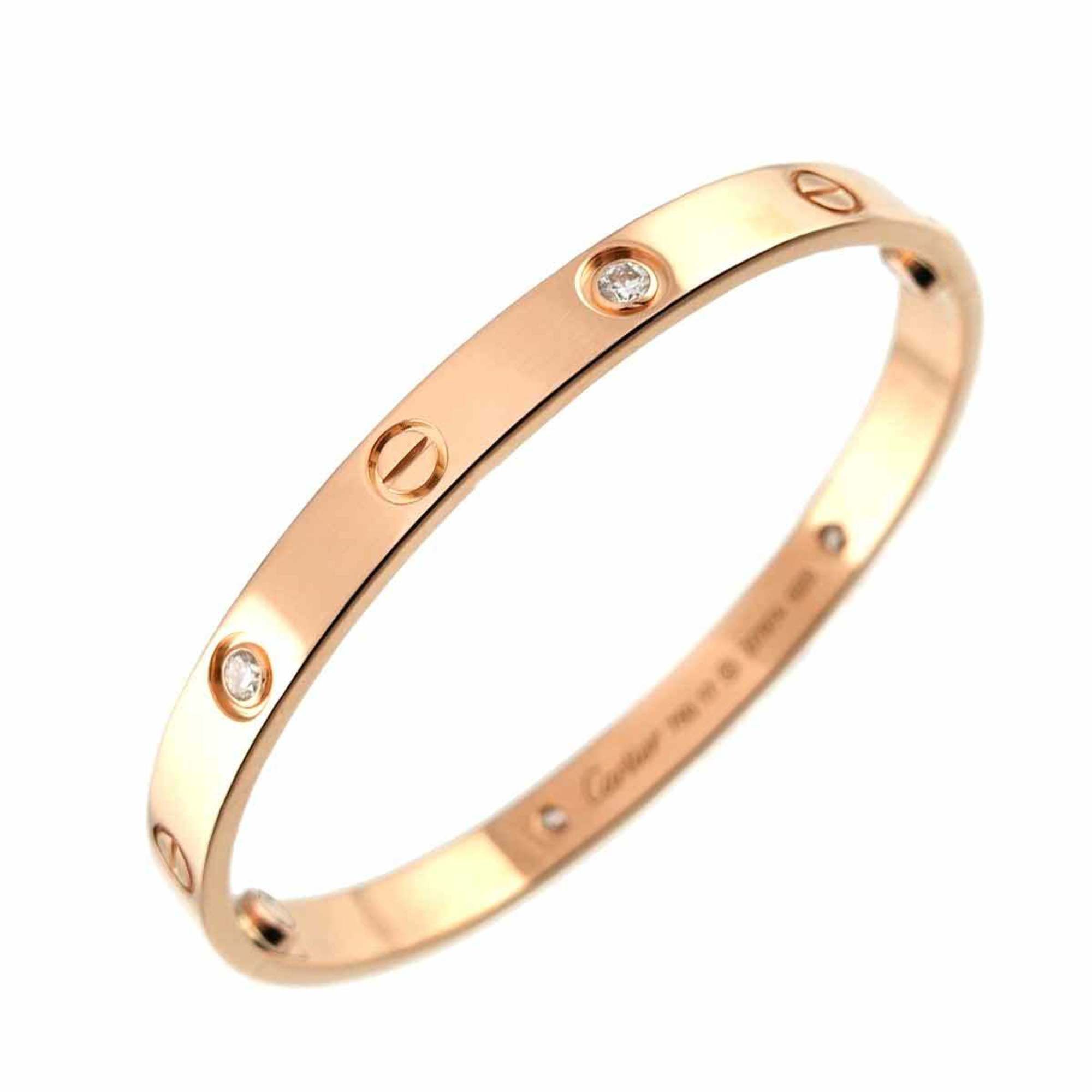 Cartier Love Bracelet #17 Half Diamond 4P K18 PG Pink Gold 750 Bangle
