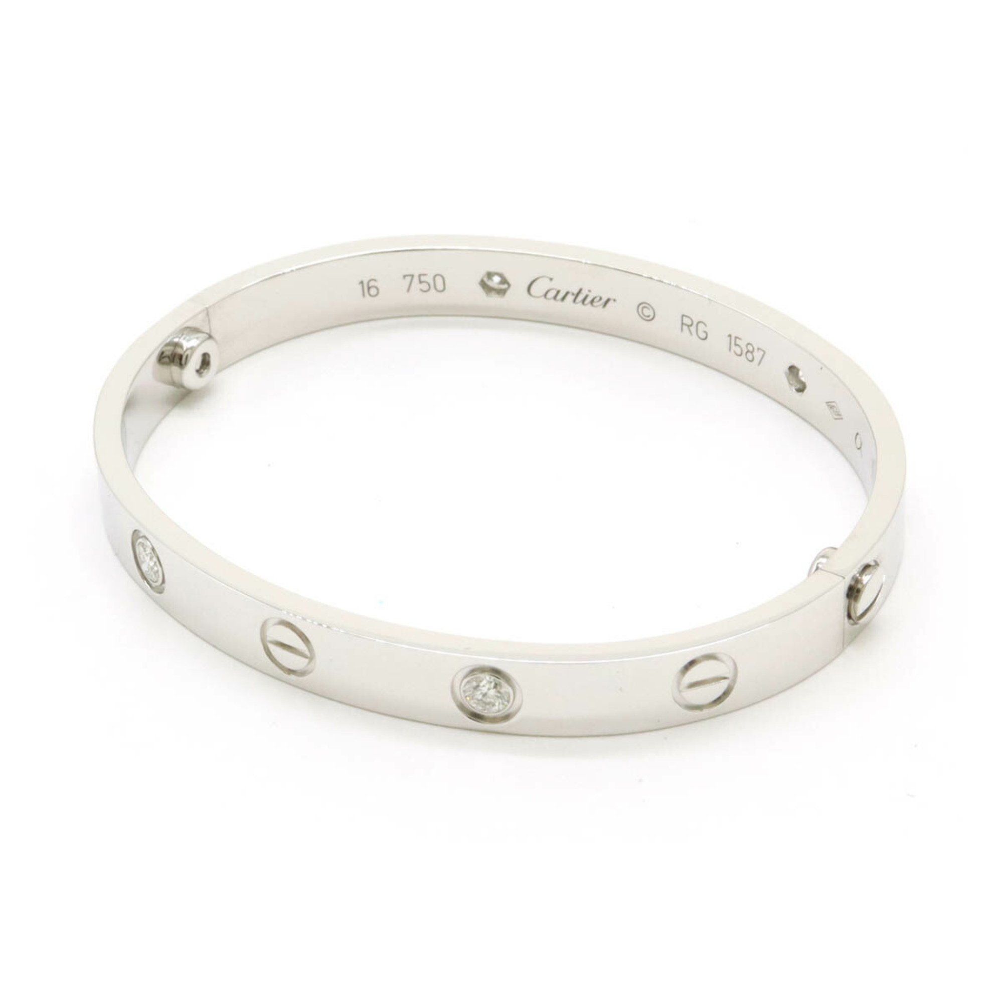 Cartier LOVE L?VE Love Bracelet Bangle Half Diamond K18WG 4PD #16