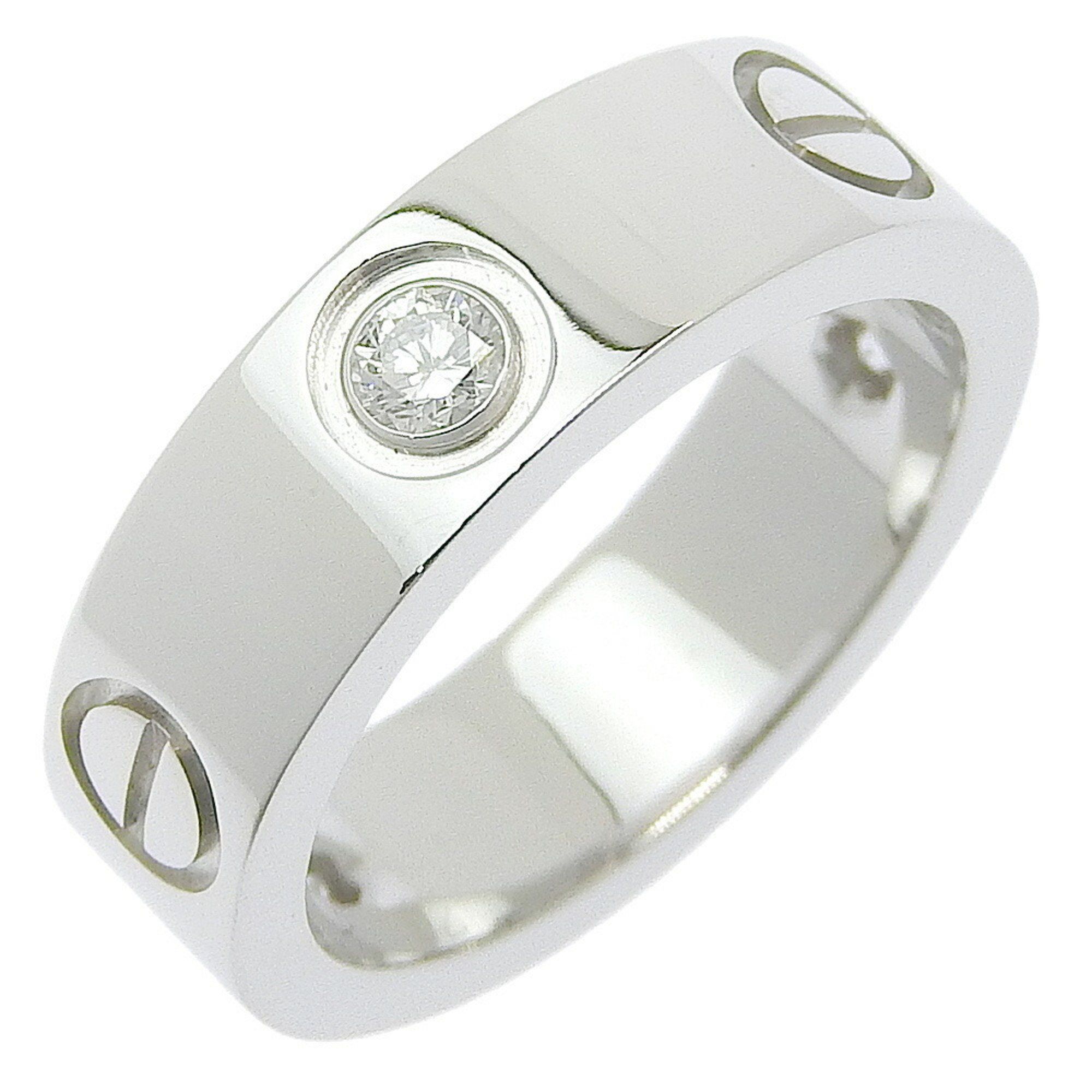 Cartier Love Ring, size 9, half diamond, K18 white gold x approx. 8.1g, women's