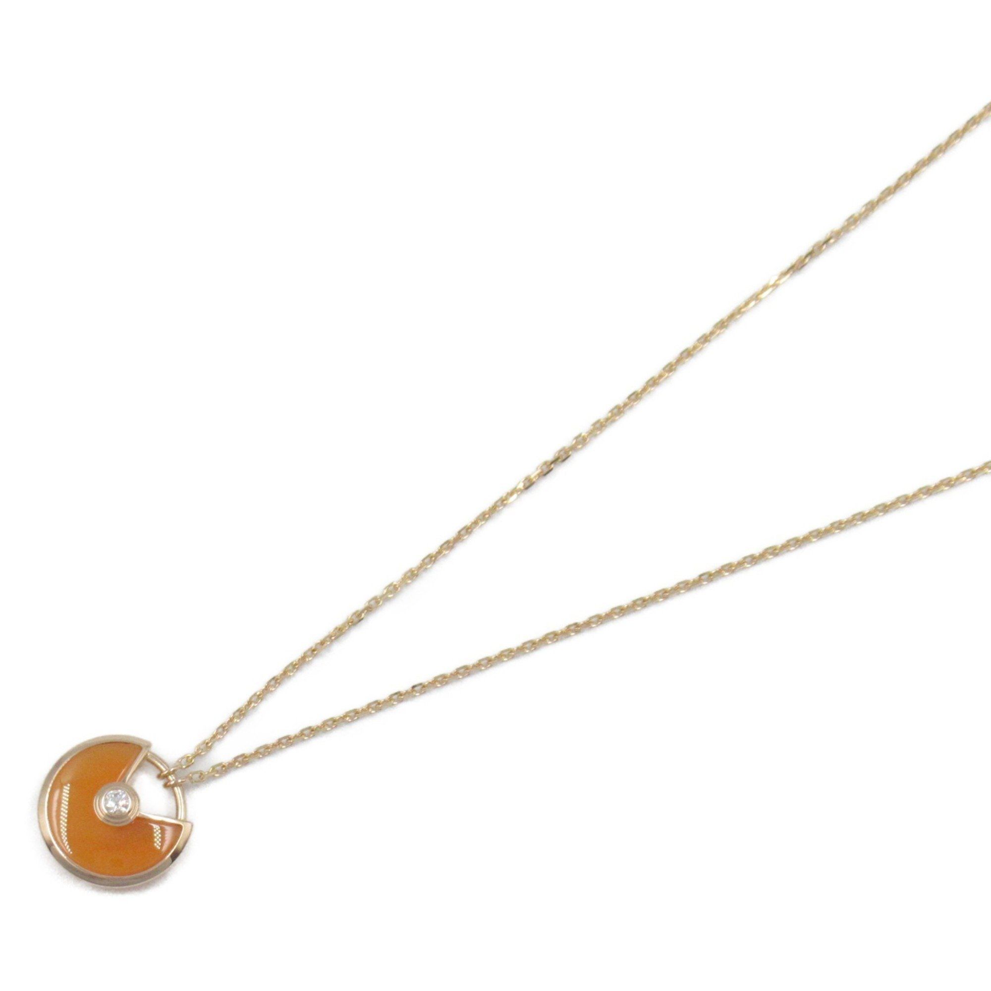 CARTIER Amulet de Cartier Necklace Carnelian 18KPG (Pink Gold) Diamond Ladies Clear Orange