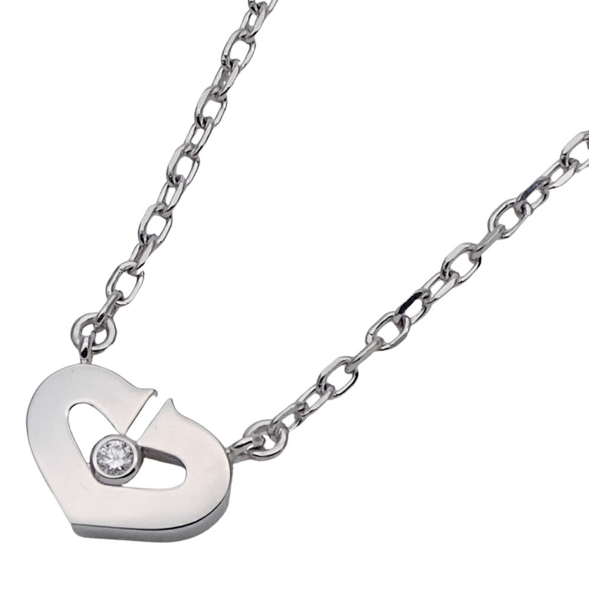 Cartier Necklace for Women Pendant 750WG 1P Diamond C Heart White Gold
