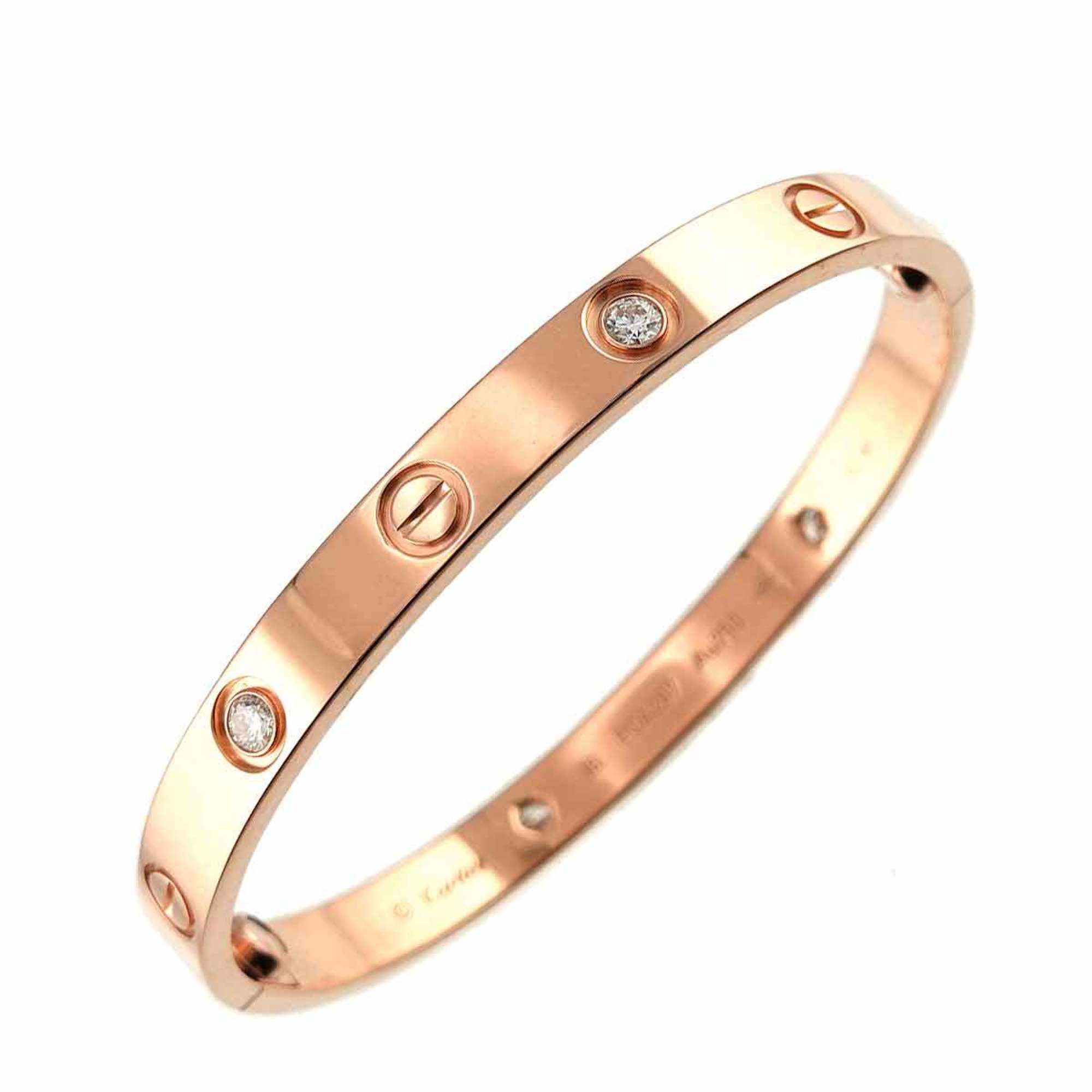 Cartier Love Bracelet #16 Half Diamond 4P K18 PG Pink Gold 750 Bangle