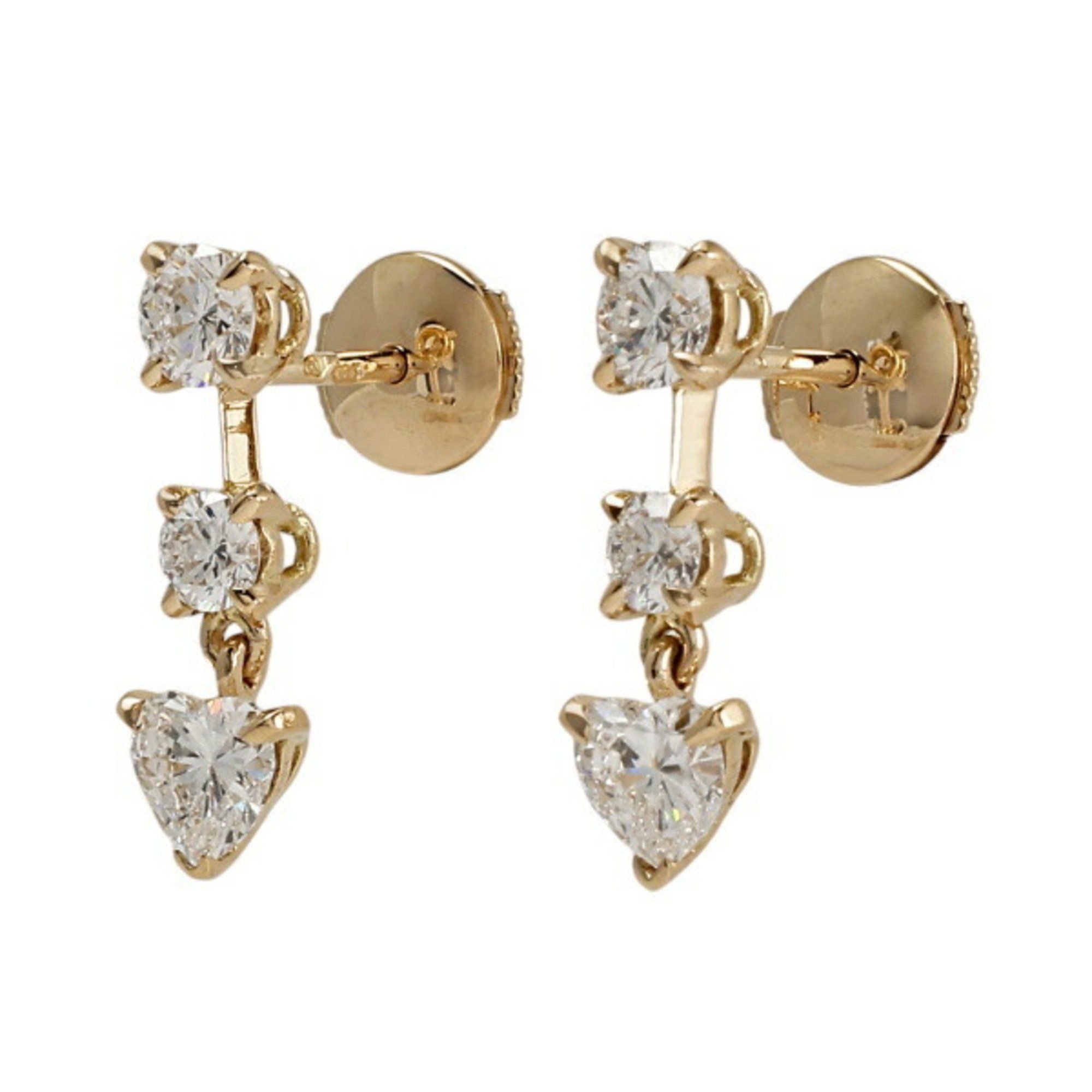 Cartier Heart Symbol K18YG Yellow Gold Earrings