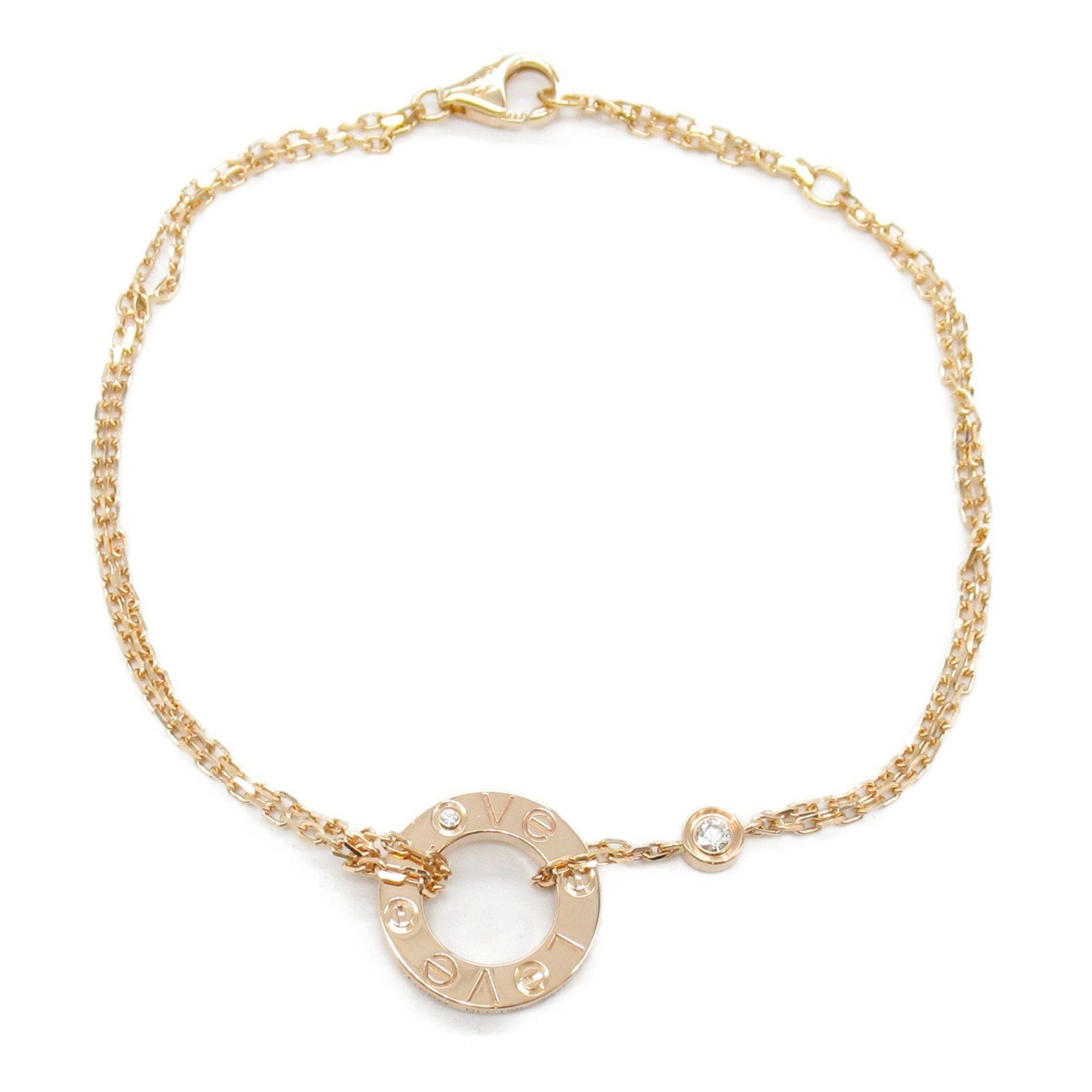 Cartier Love Circle 2P Diamond Bracelet, K18PG (Pink Gold), Diamond, Women's, Clear