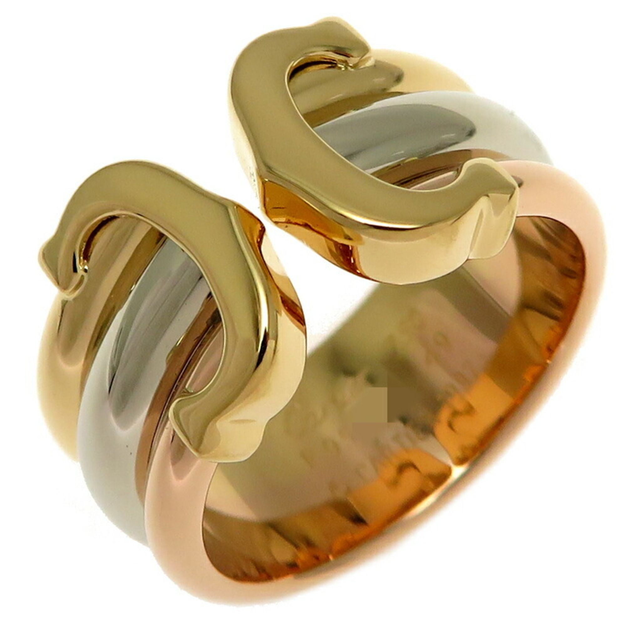 Cartier #49 C2 Double C LM Ladies Ring 750 Yellow Gold Size 9.5