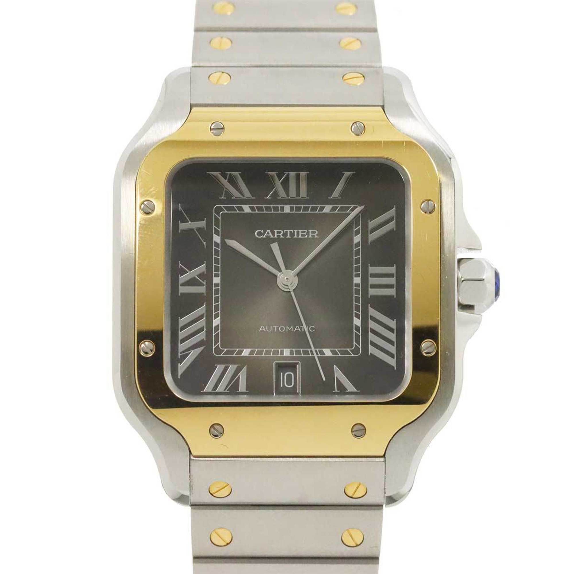 Cartier Santos de LM Combi W2SA0030 Men's Watch Date Grey K18YG Automatic
