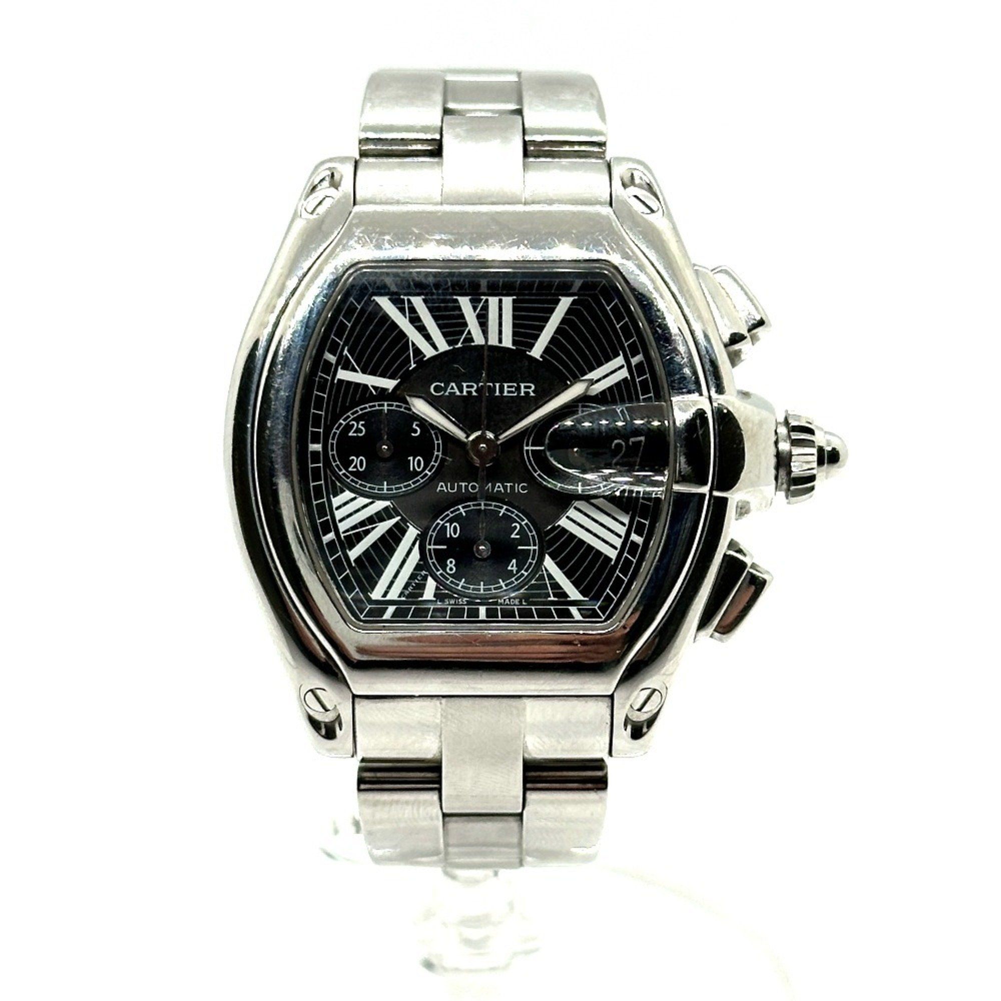 CARTIER W62020X6 Roadster Chronograph XL Automatic Watch Stainless Steel Men's Silver