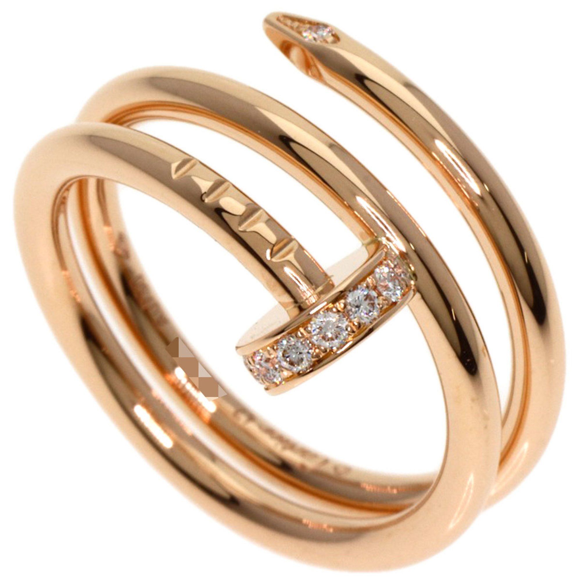 Cartier Juste un Clou Double Diamond #47 Ring, K18 Pink Gold, Women's, CARTIER