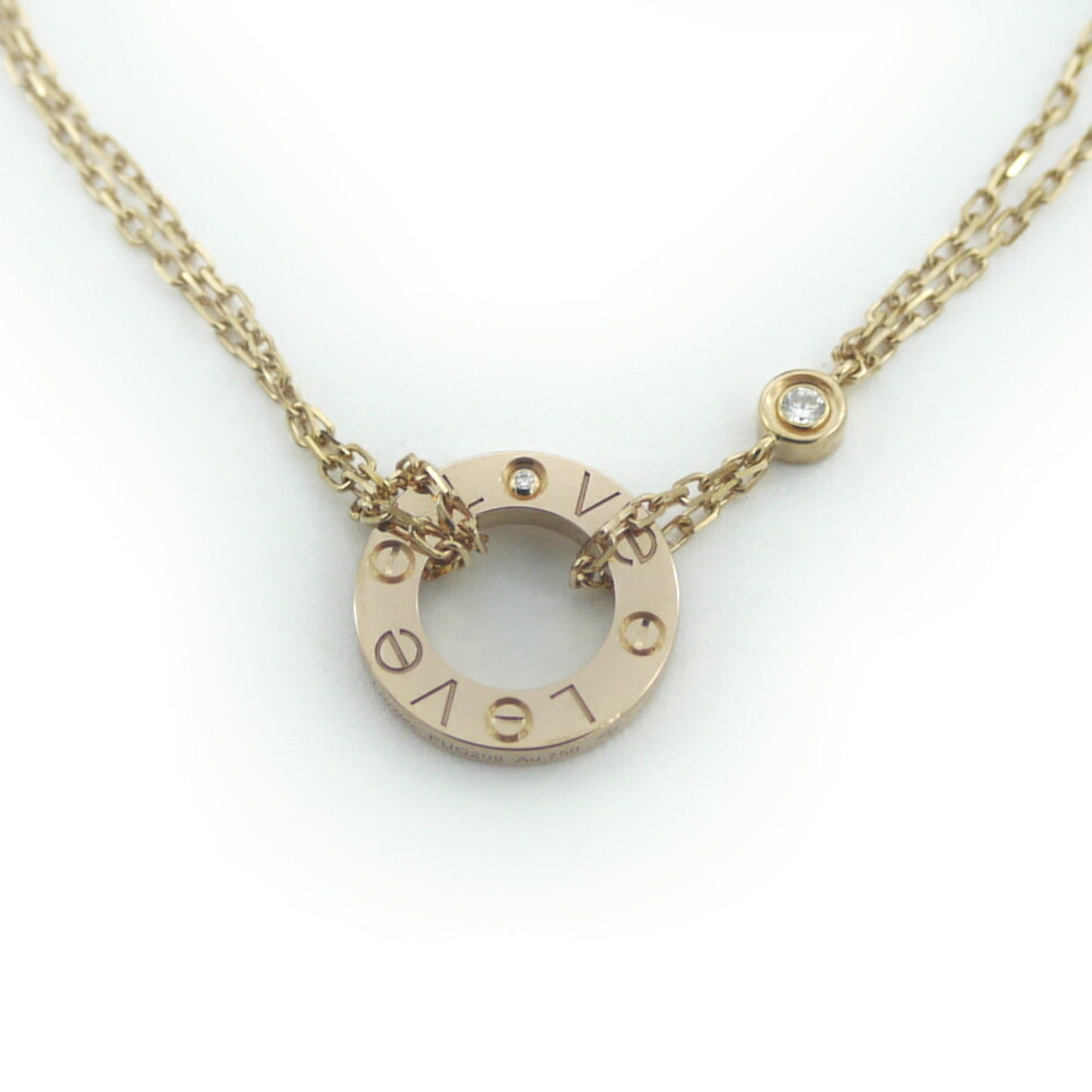 Cartier K18PG LOVE necklace diamond pink gold