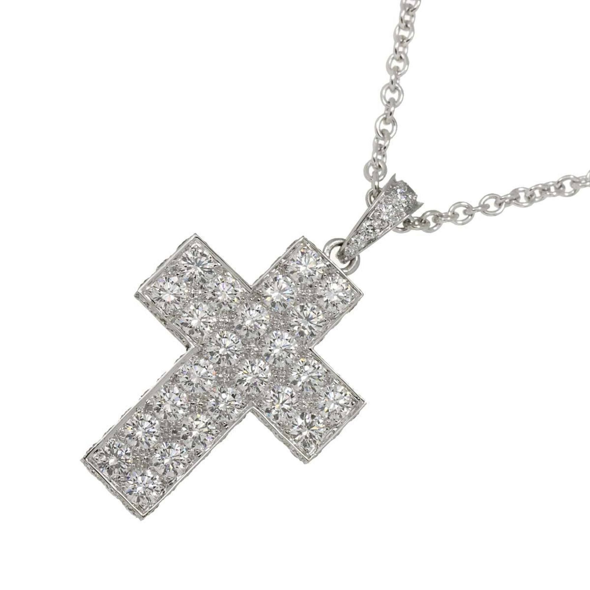 Cartier Secret de Boudoir Diamond Necklace 42cm K18 WG White Gold 750 Cross