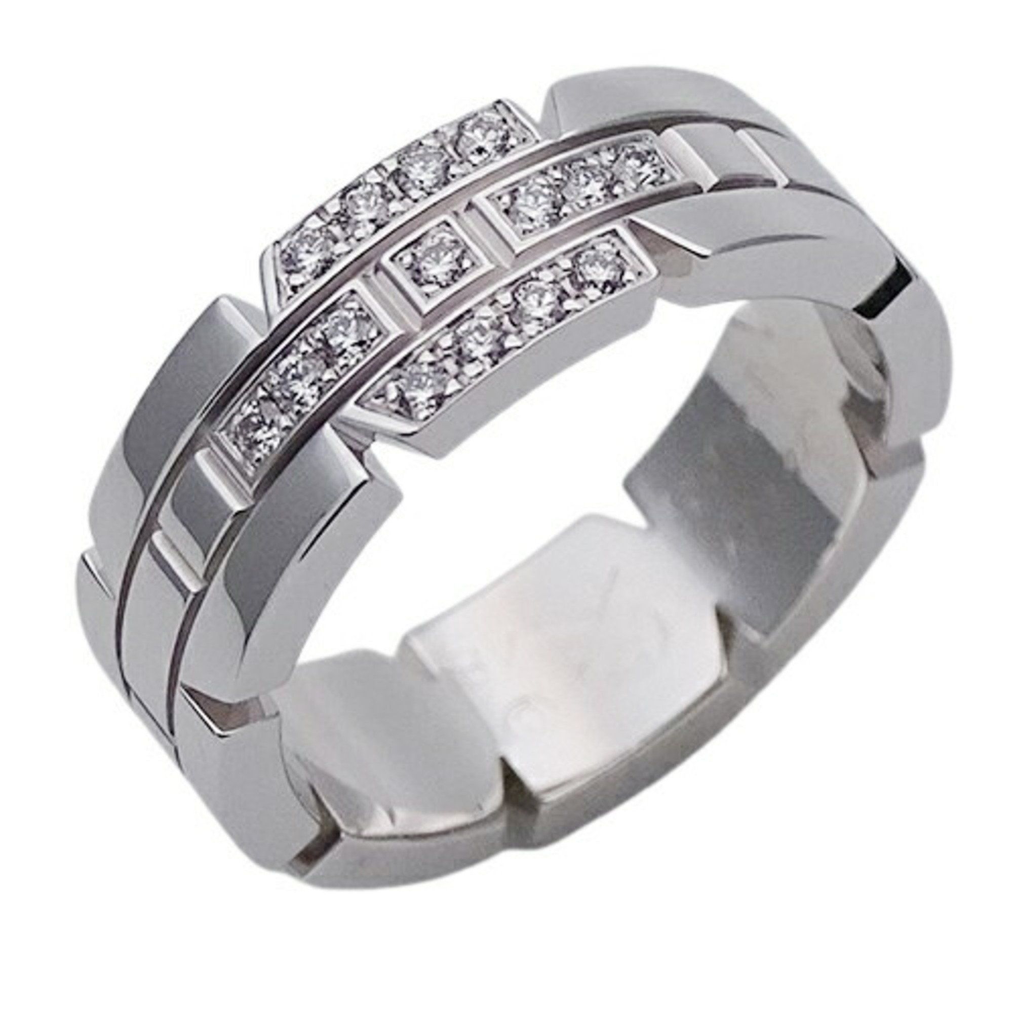 Cartier ring for women, 750WG, 1 motif, diamond, Tank Francaise, white gold, #48, size 8