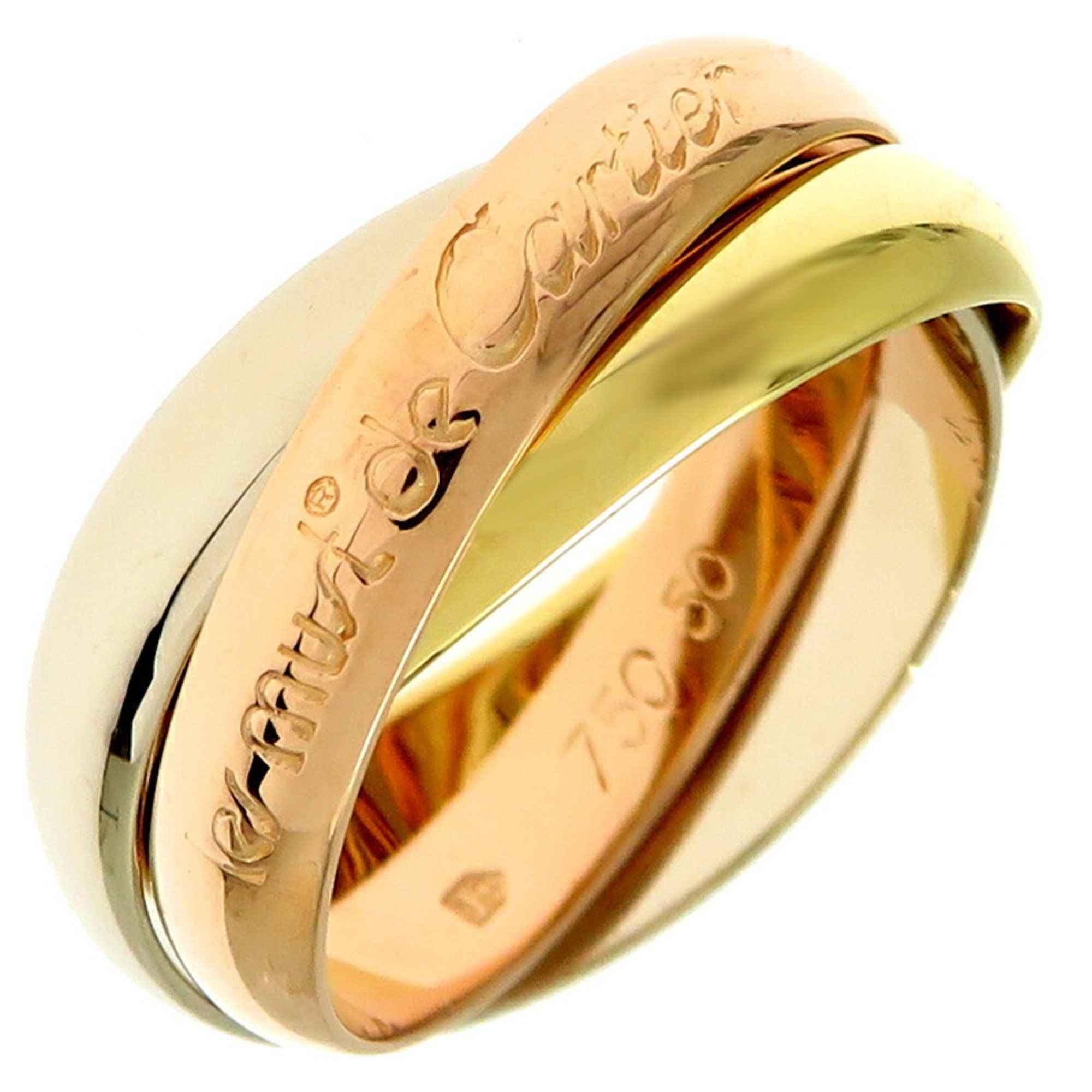 Cartier #50 Trinity MM Ladies Ring, 750 Yellow Gold, Size 10