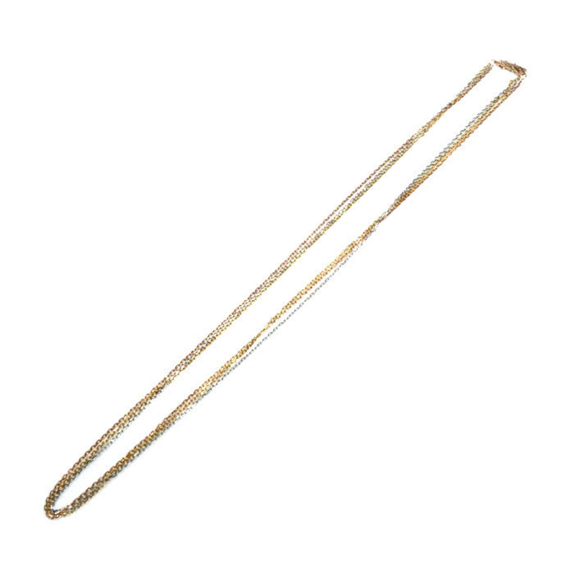 CARTIER 18KYG/PG/WG Three Gold Triple Chain Necklace 10.9g 56cm Women's