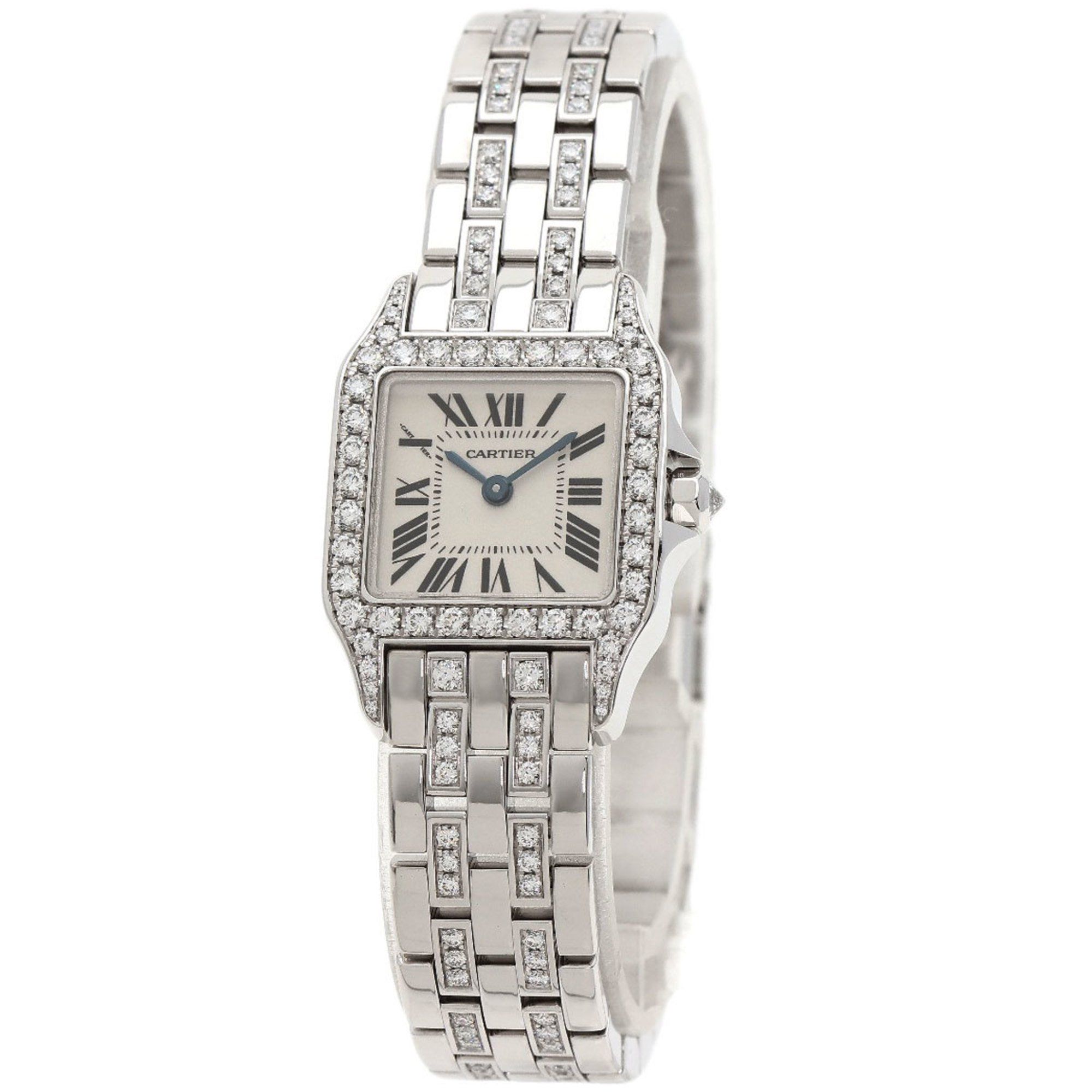 Cartier WF9003YC Santos Demoiselle SM Diamond Watch 18K White Gold K18WG Women's CARTIER