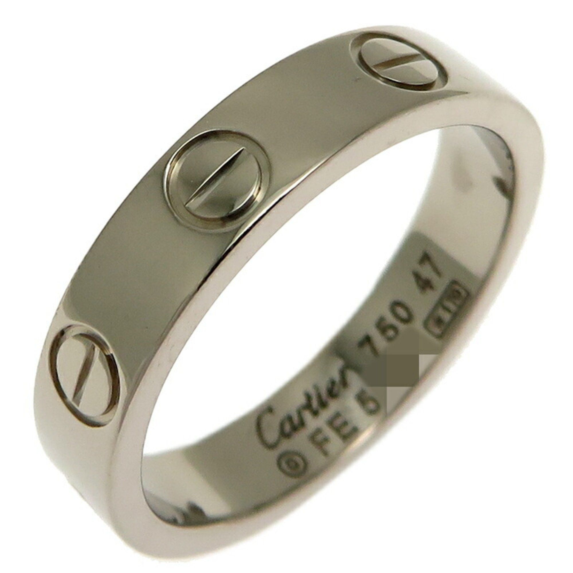 Cartier #47 Mini Love Ladies Ring, 750 White Gold, Size 7