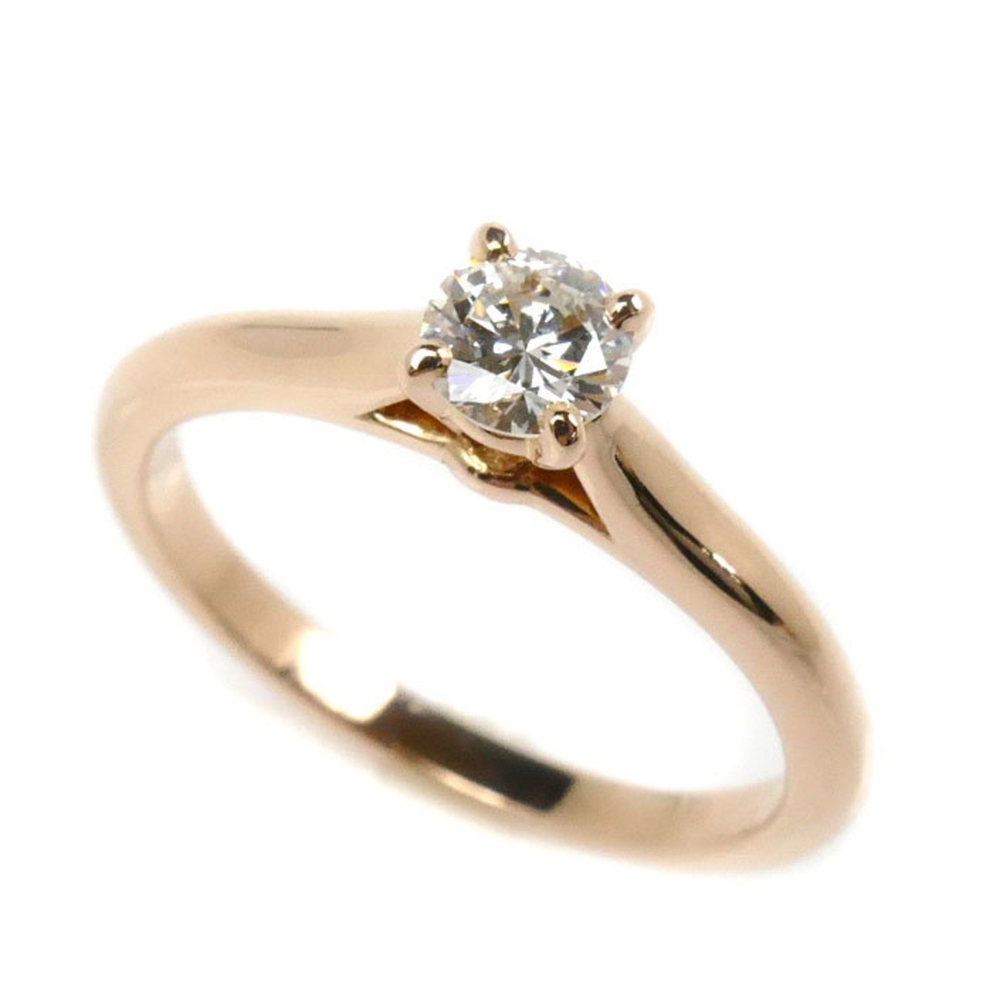 CARTIER K18PG Pink Gold Solitaire Ring Diamond 0.26ct Size 8 48 2.5g Women's