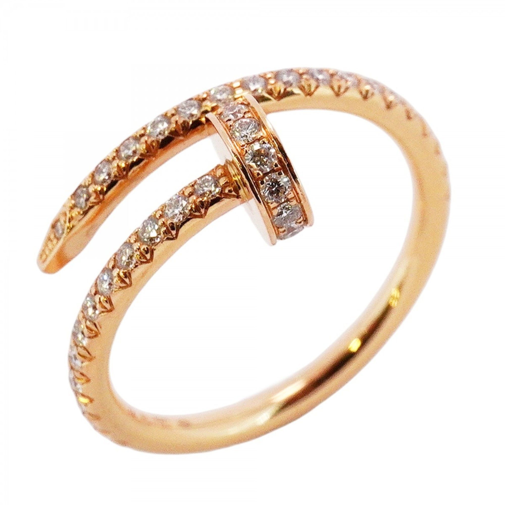 Cartier Ring Juste Unclou Pavé 18KPG Pink Gold Diamond #48 Ladies