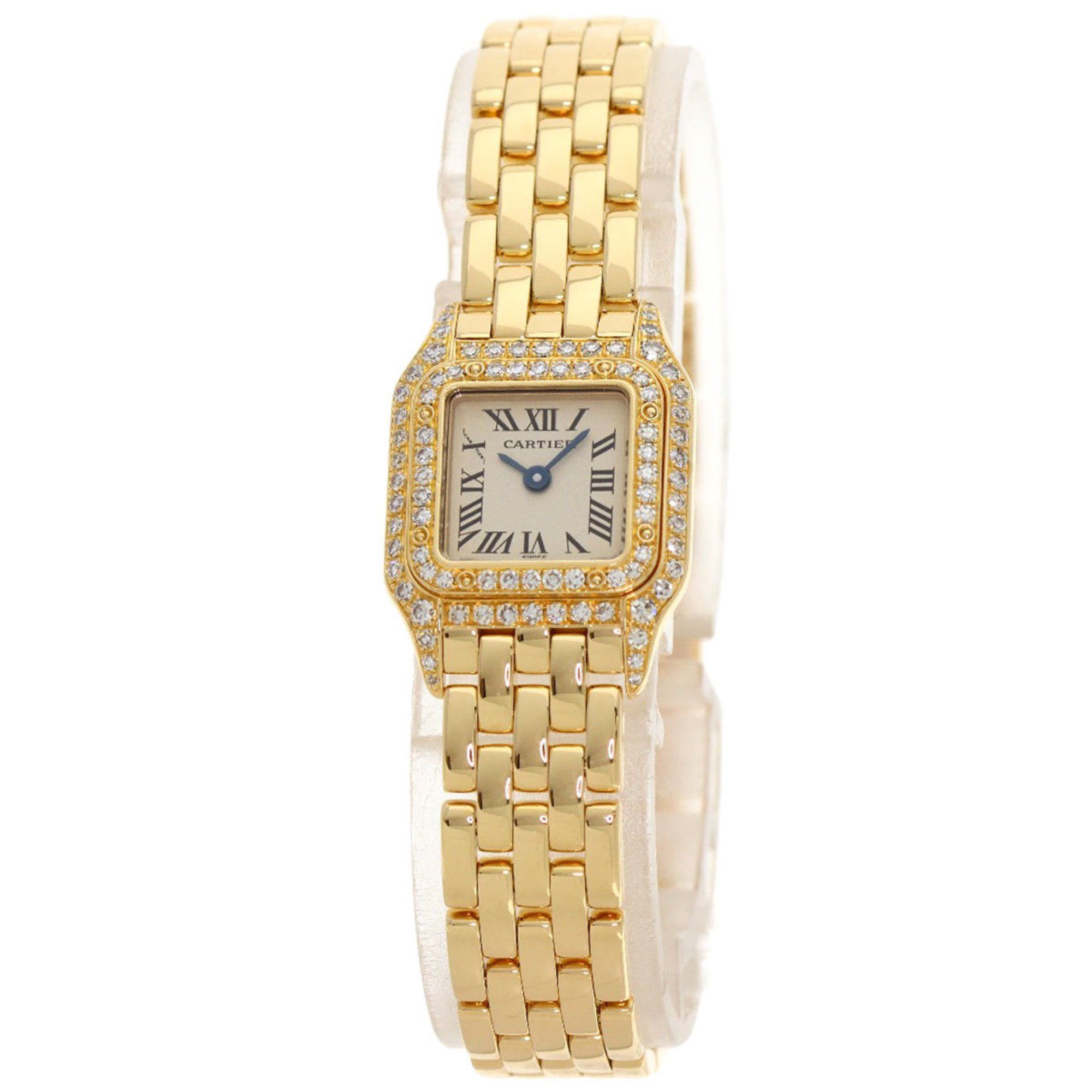 Cartier WF3141B9 Mini Panthere Double Bezel Diamond Watch 18K Yellow Gold K18YG Women's CARTIER