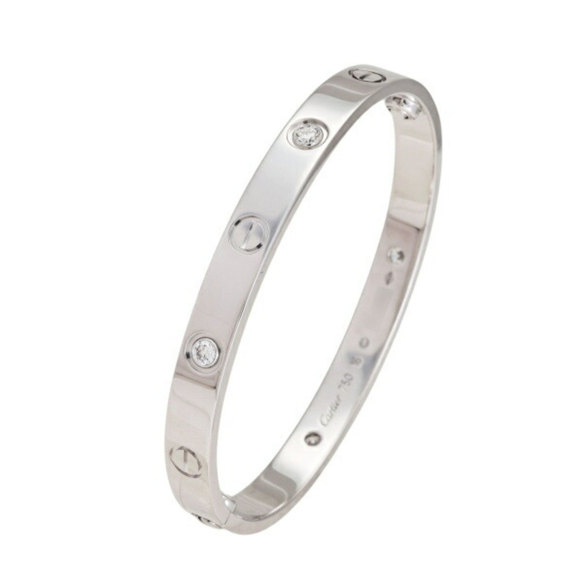 Cartier Love Half Diamond 4P Classic Model K18WG White Gold Bracelet
