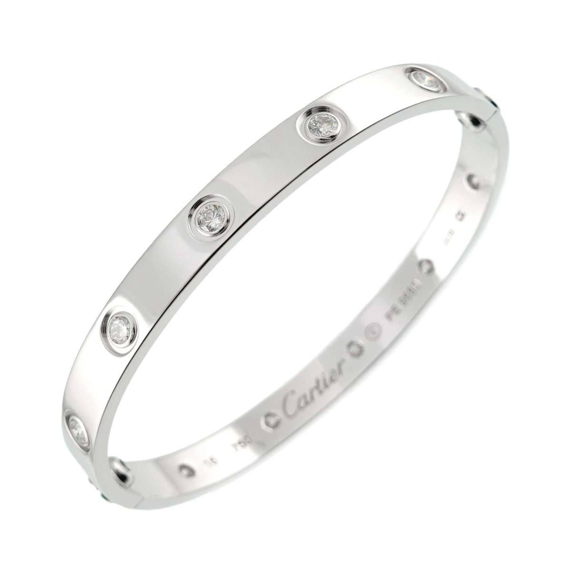 Cartier Love Bracelet Full Diamond 10P #16 K18 WG White Gold 750 Bangle