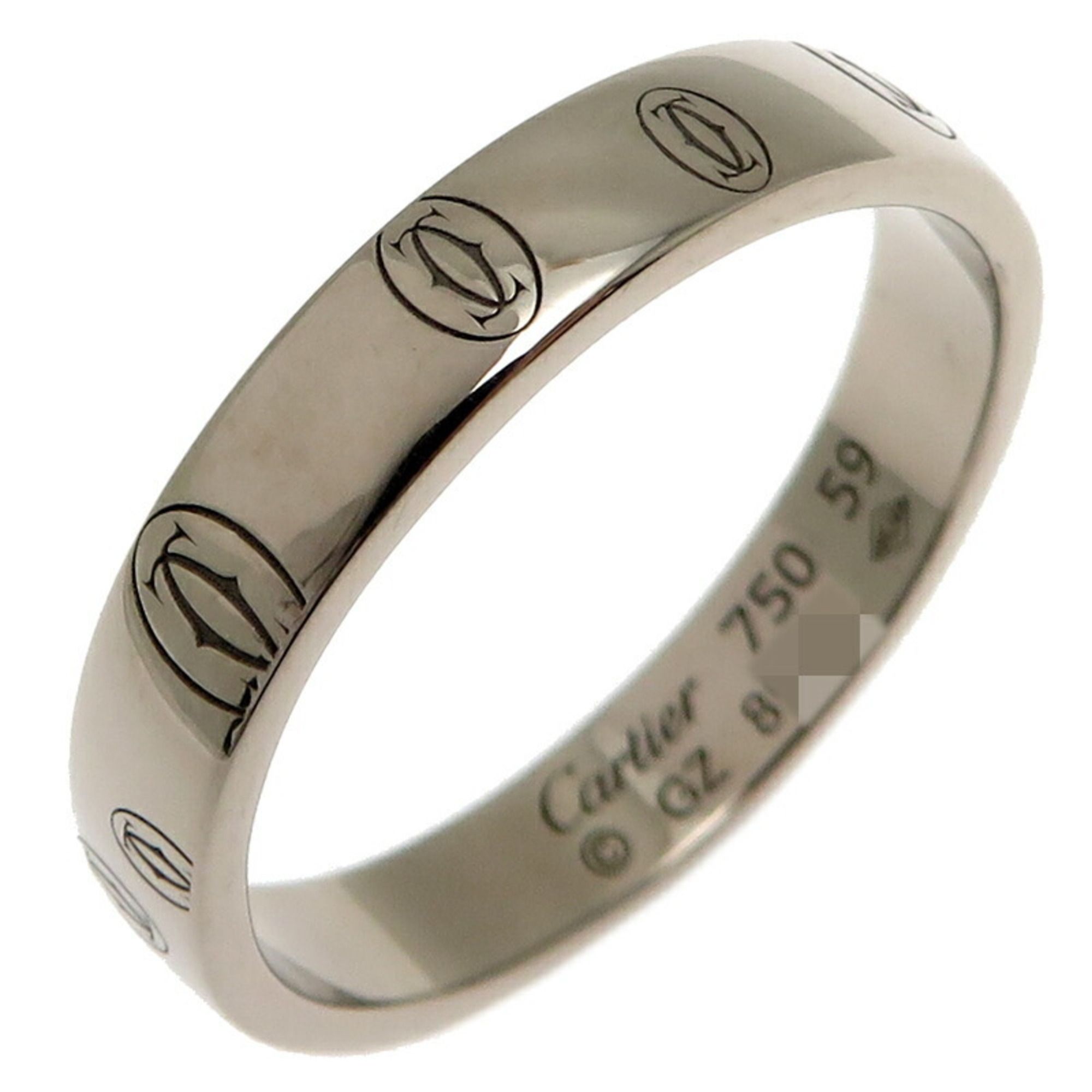 Cartier #59 Happy Birthday Men's Ring 750 White Gold Size 19