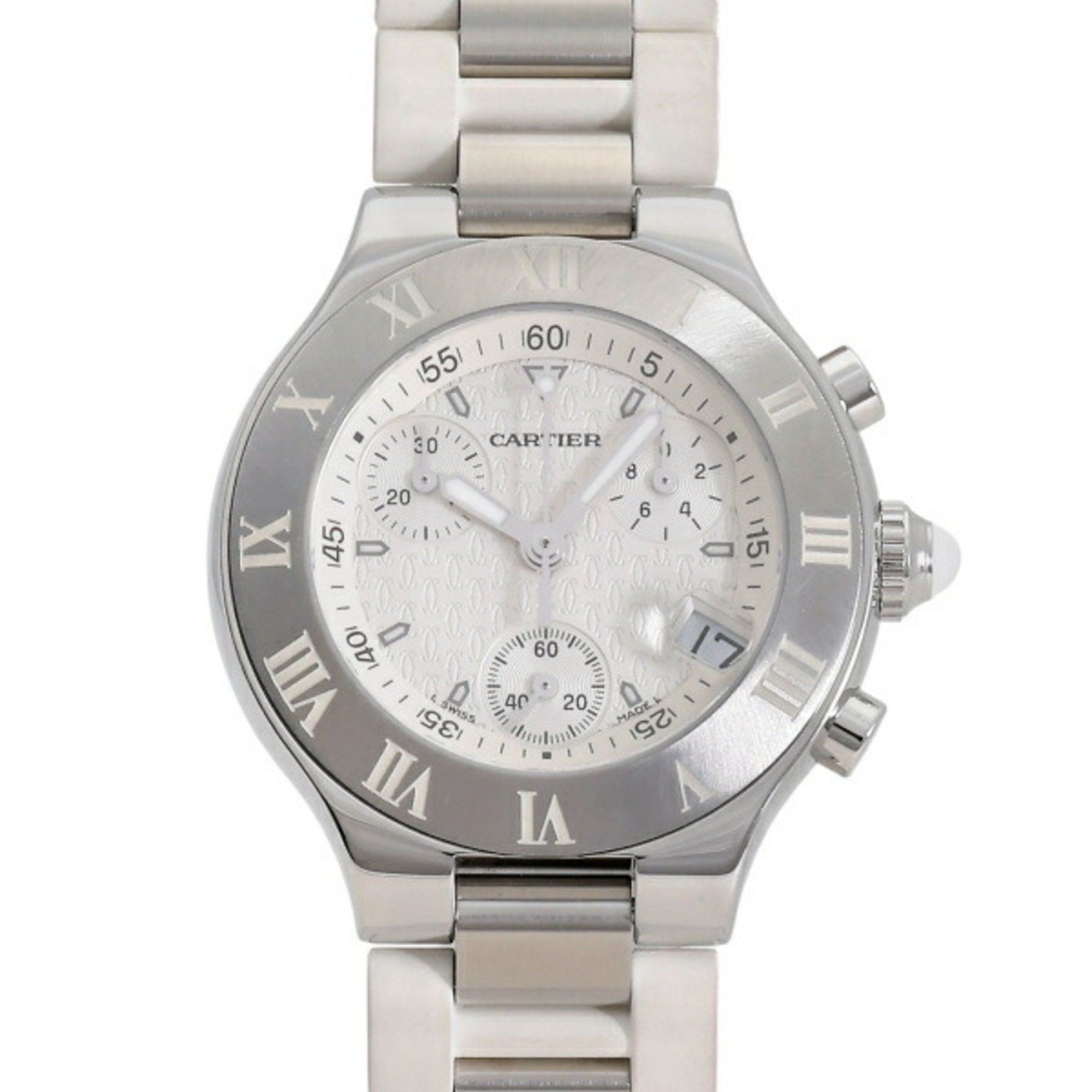 Cartier Must 21 Chronos Scuff SM W10197U2 White Dial Watch for Women