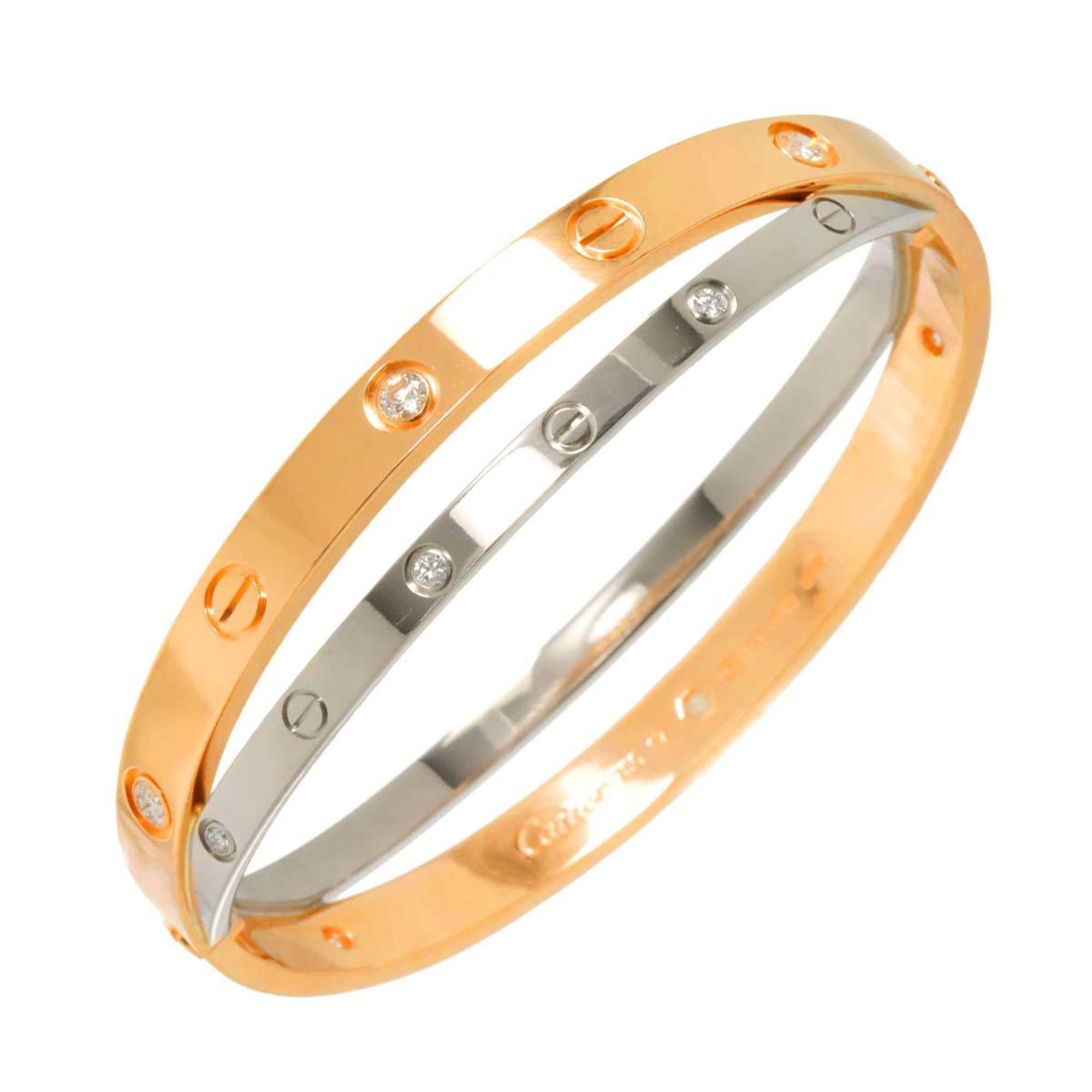 Cartier Love Bracelet 12P Diamond #17 K18 PG WG 750 Bangle
