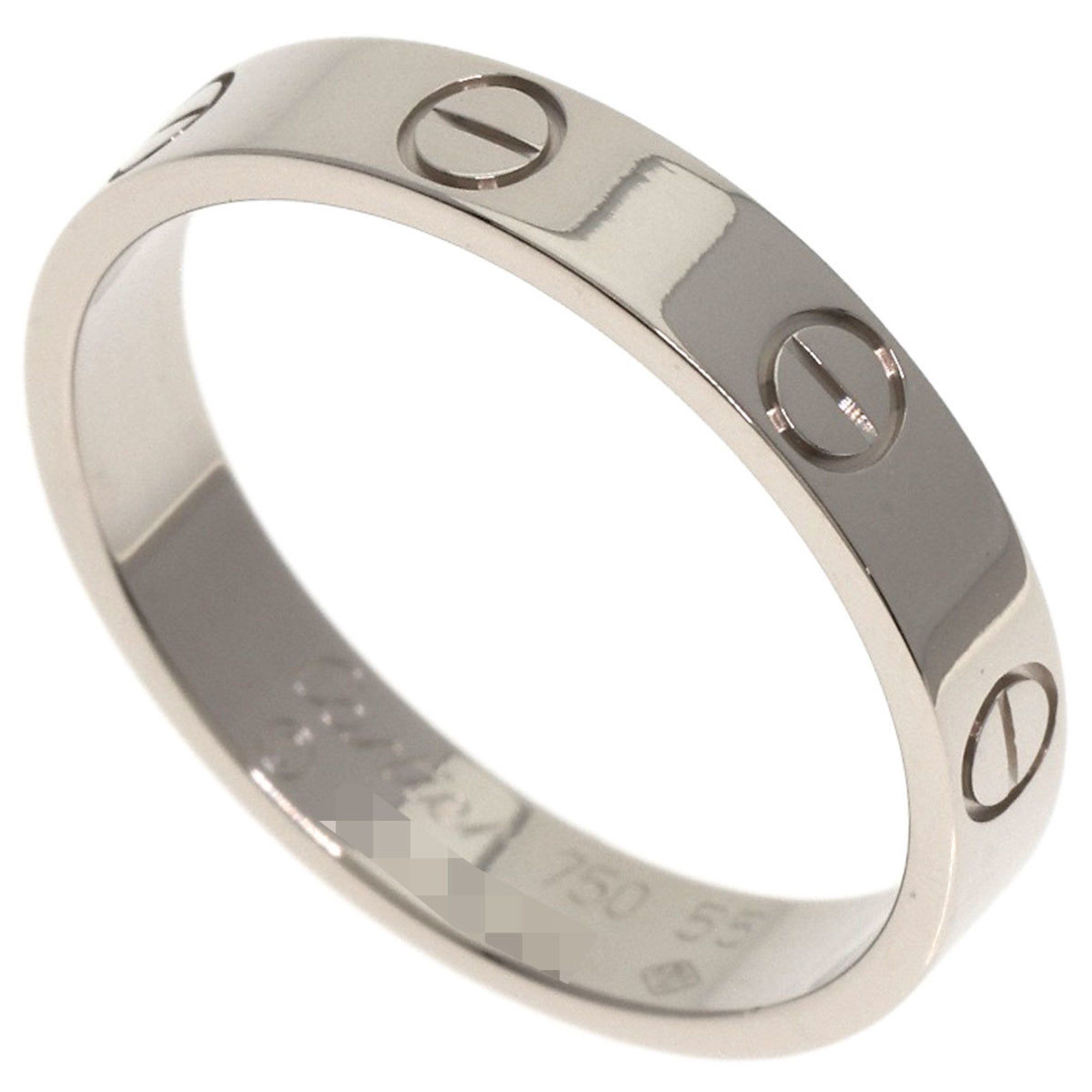 Cartier Mini Love Ring #55 Ring, K18 White Gold, Women's