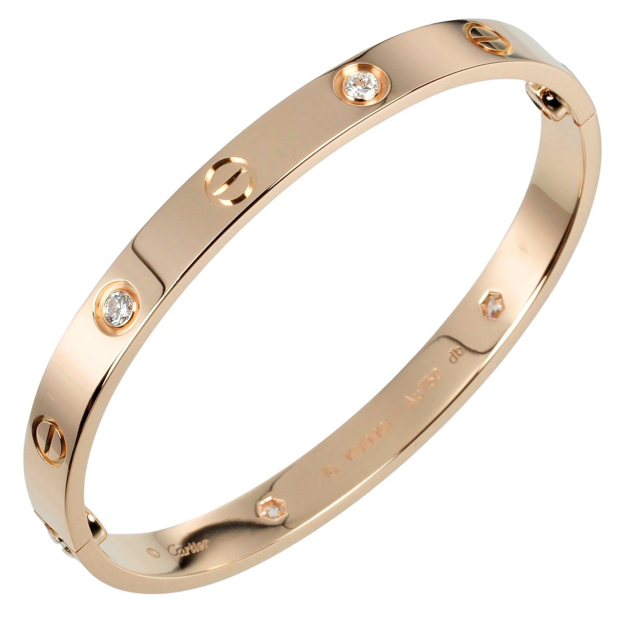 Cartier Love Bracelet #16 K18PG Pink Gold 4P Diamond Approx. 29.23g