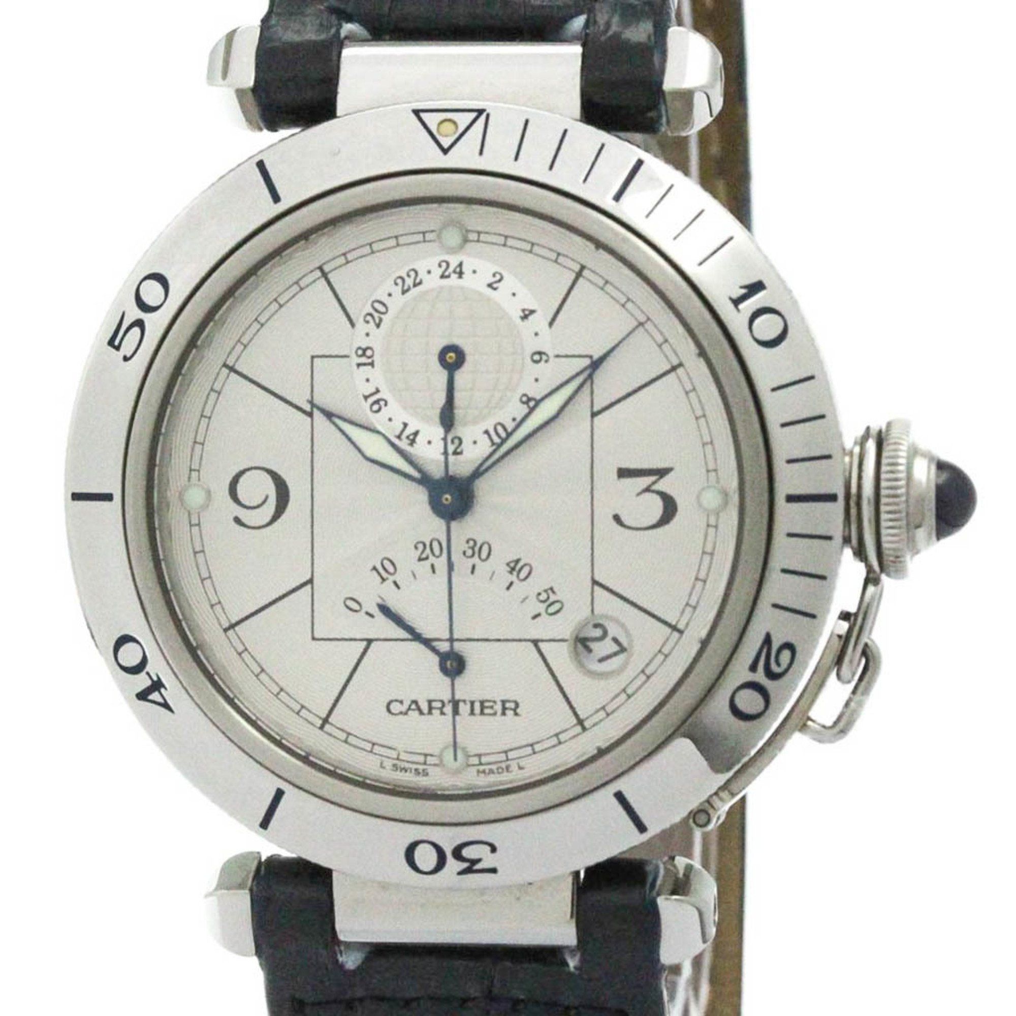 CARTIER Pasha 38 GMT Power Reserve Automatic Watch W3103755 Polished
