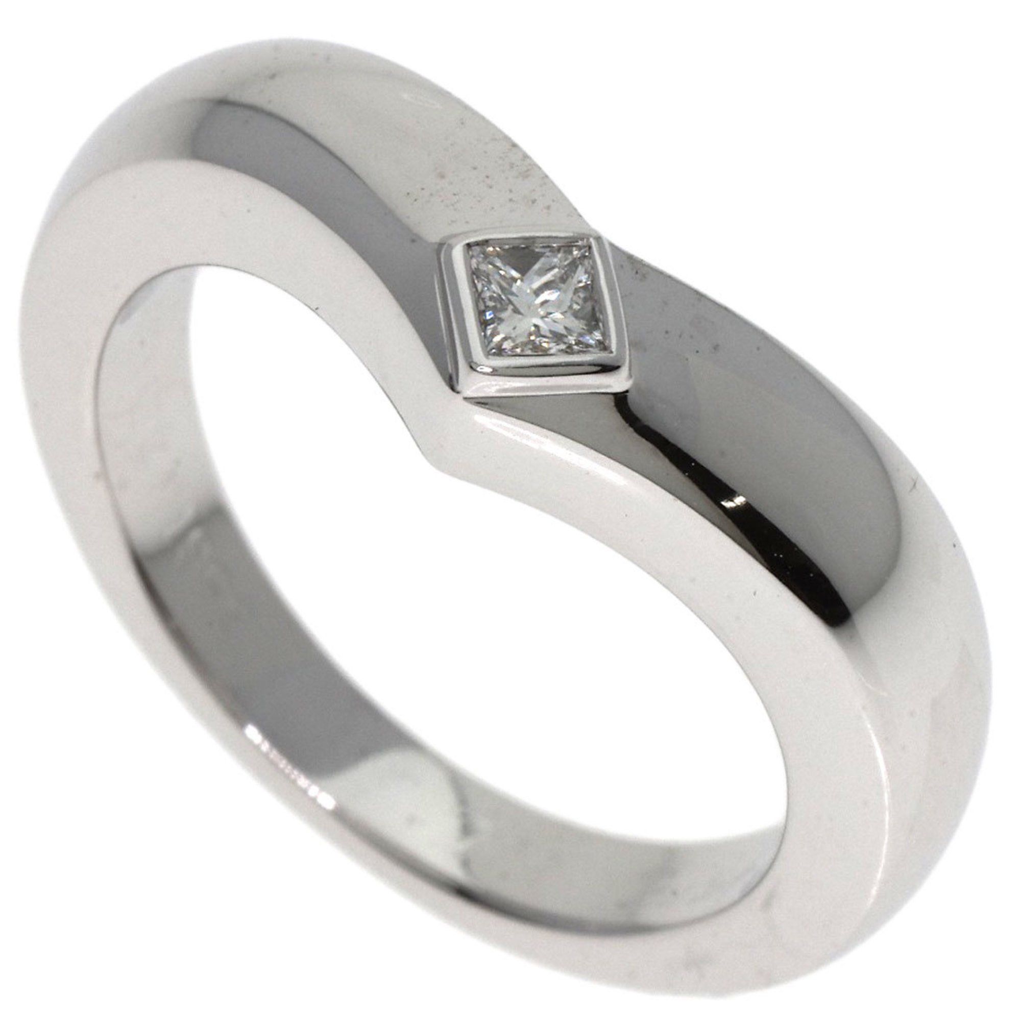 Cartier Triandre 1P Diamond #52 Ring 18K White Gold Women's CARTIER